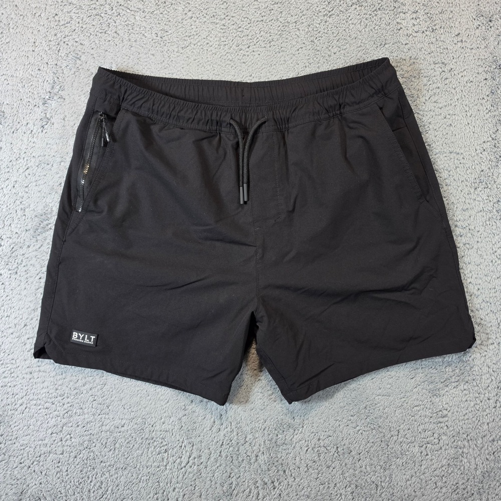 BYLT Lined Shorts Mens Large Black 5" Inseam Performance Gym Athletic Workout